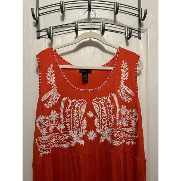 Design History Sleeveless Embroidered Dress Women’s Plus Size 2X Persimmon Tank - Picture 4 of 13